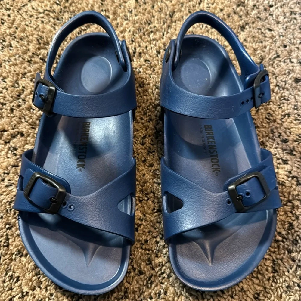 Kid's Birkenstock Blue Rio Sandals Size 34 3 better 2 or 2 1/2  Backstrap Water